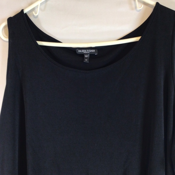 Eileen Fisher 2X Black 100% Silk Tank Top  Minimalist Luxe Capsule Essential - Picture 4 of 7